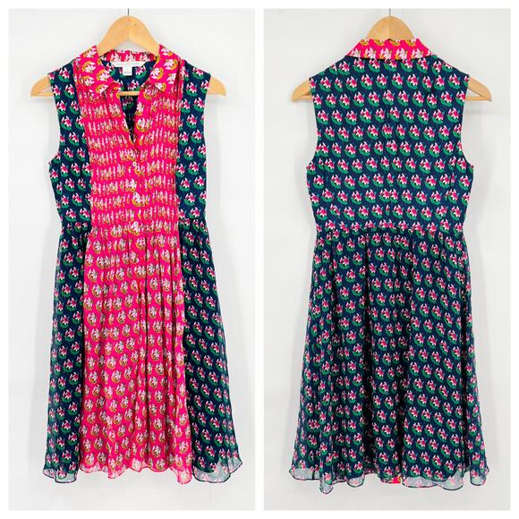 Diane Von Furstenberg Dresses & Skirts - Diane Von Furstenberg Silk Sleeveless Pink Blue Colorful Floral Dress Women's 2